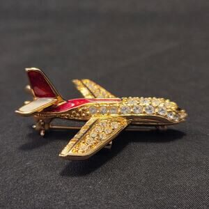 NIB Swarovski Crystal "Bridging The Pacific" Signed Airplane Pin Commemorative
